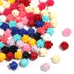 10Pcs/Lot Resin Beads 6 8 10 12 15mm Colorful Rose Shape Hole Size 1.5mm Beads For Charm Jewelry Making Diy Bracelet Necklace