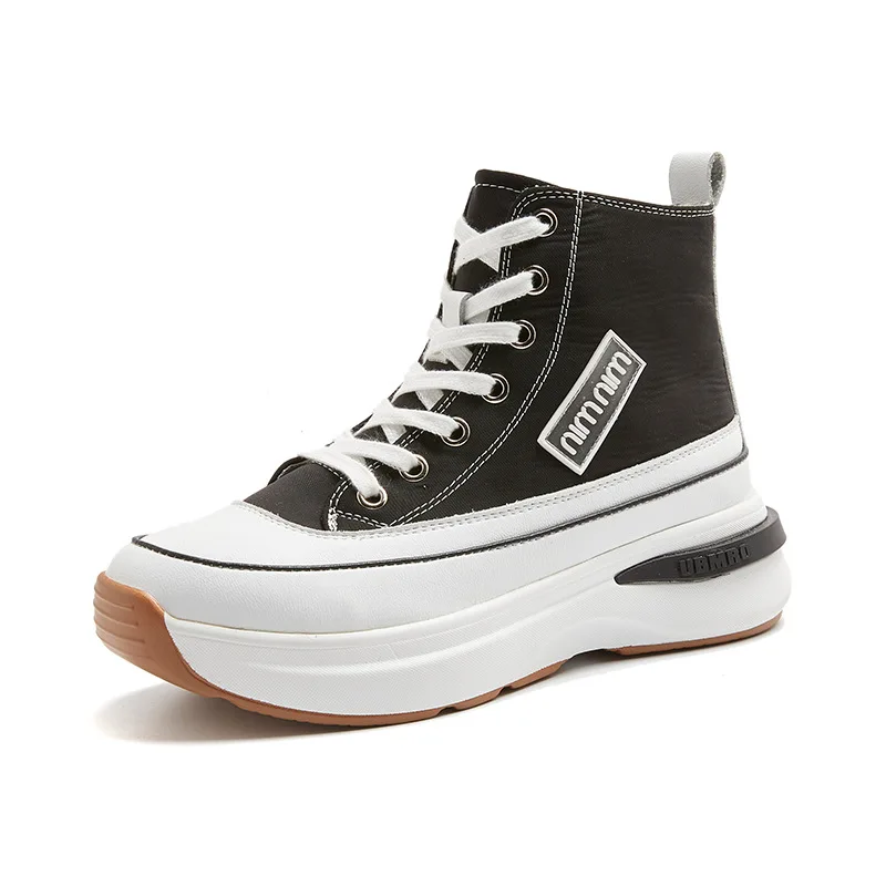 

High-top Canvas Women's Shoes New Spring And Autumn Classic Black Platform Casual Shoes Breathable High-top Running Sneakers New