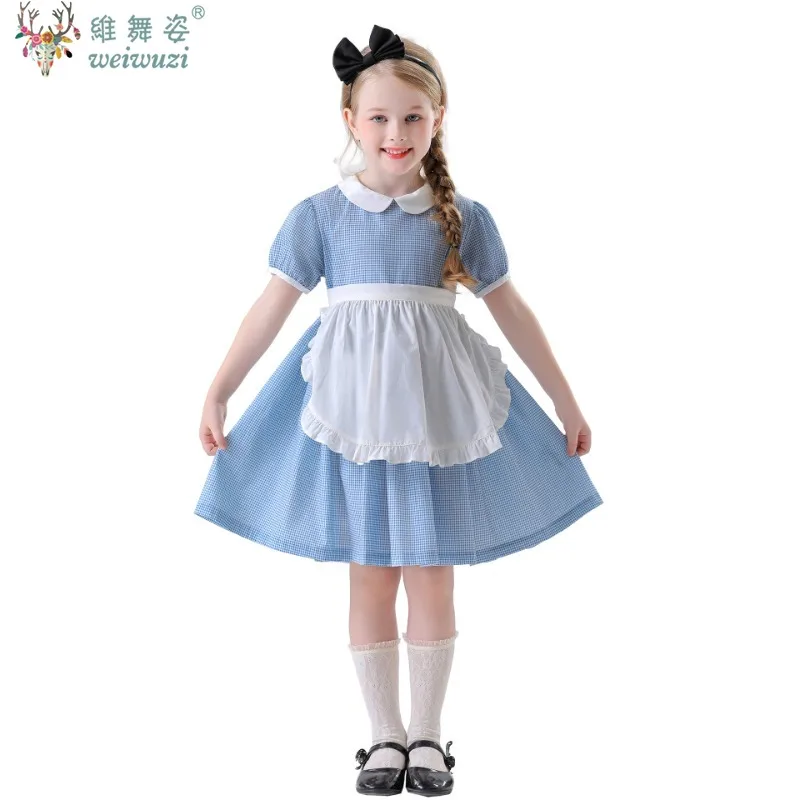 

Alice Maid Role Play Costume Wonderland Lolita Maid Dress Halloween Show Children Performance Dress Girl Fancy Party Costume