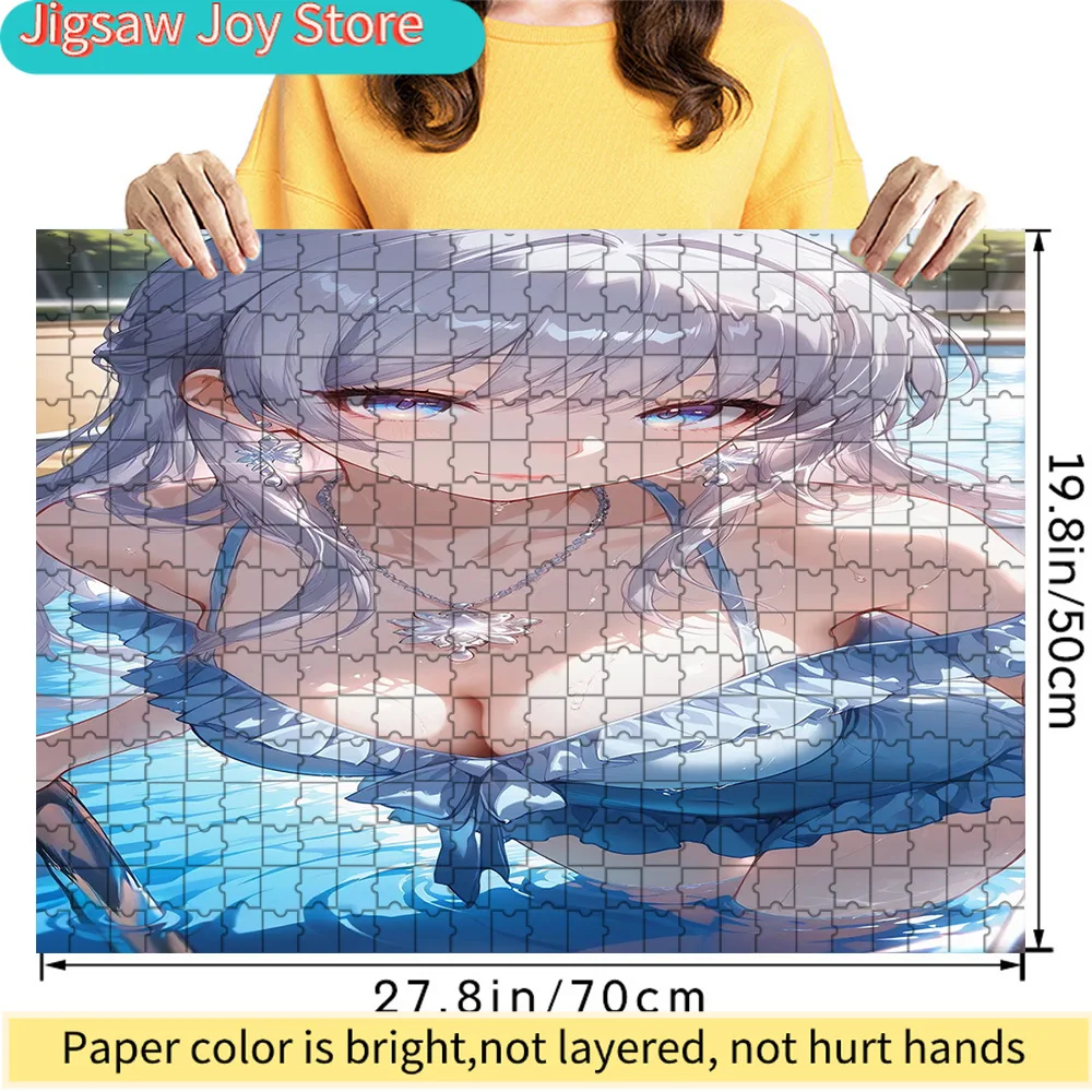 

Аниме-пазл с девушкой с серебряными волосами в бикини у бассейна, декоративная картина с притягательным персонажем, коллекционный подарок для фанатов