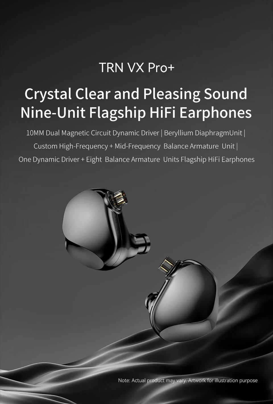 TRN VX PRO+Hybrid Metal 8BA+1DD Driver In Ear Earphone In-Ear Monitors Headphones Sport Headset Interchangeable earph