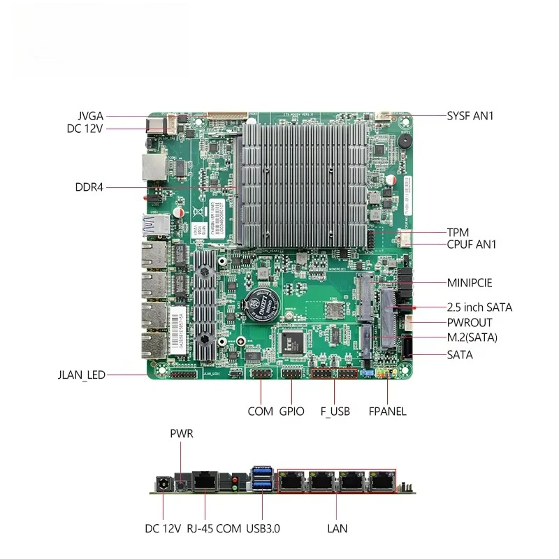 Mini-ITX  N97 DDR4 16GB Single Channel M.2 Integrated VGA 4 RJ45 LAN Win10/11/Linux Industrial Firewall Pfsense Motherboard