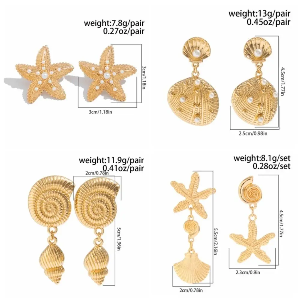 موضة التقوقع نجم البحر وأقراط محارة مبالغ فيها شل إسقاط أقراط البوهيمي شيك نجم البحر قلادة أقراط الطرف #5