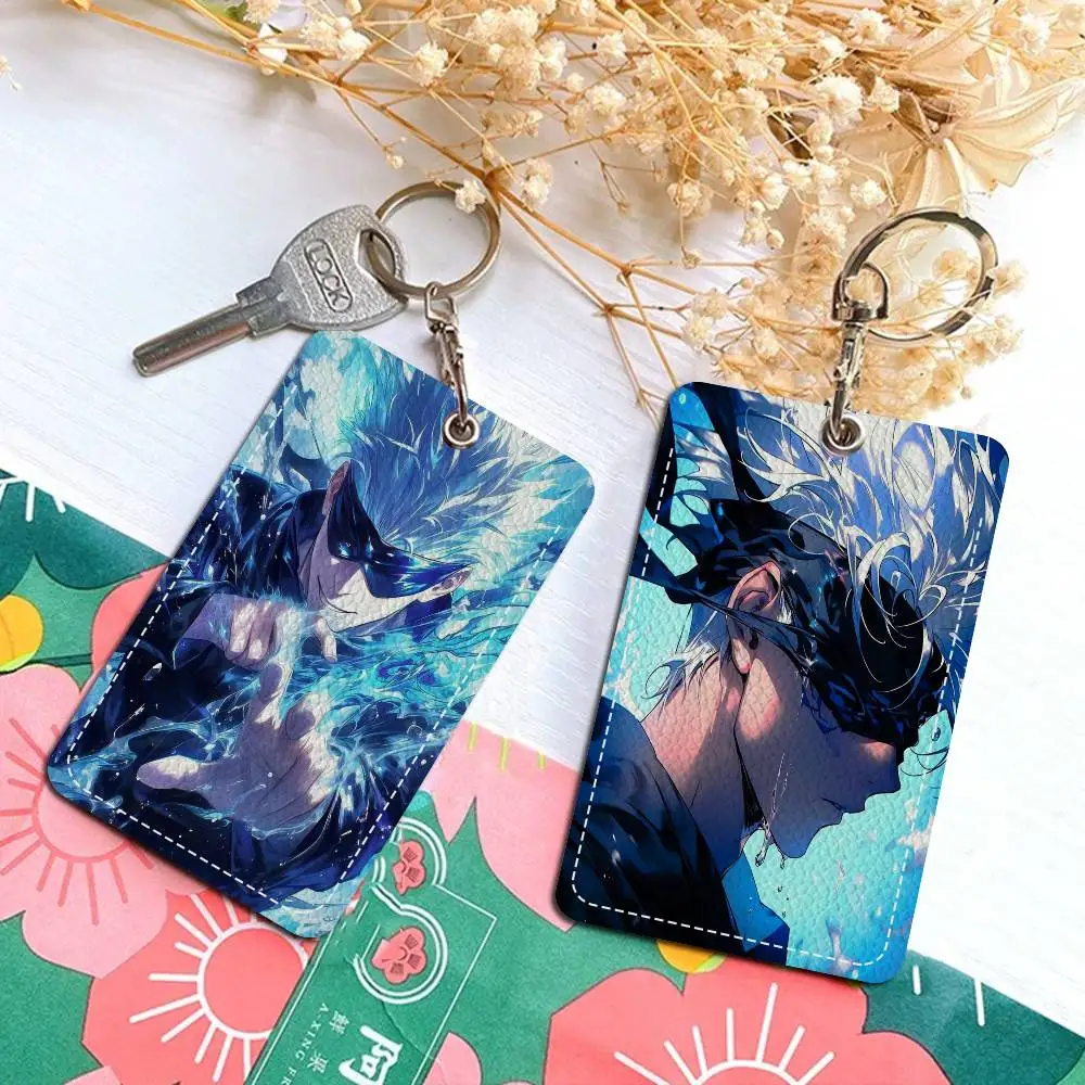 Jujutsu Kaisen Satoru Gojo Keychain Card Holders Keyring Bank Bus ID Credit Cards Key Ring Chains