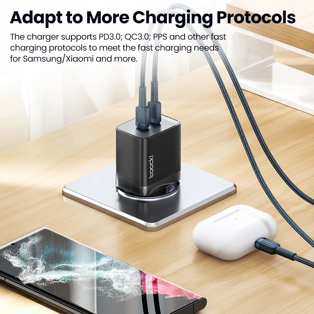 Toocki GaN 47W USB C Charger PD 27W Fast Charing For iPhone 14 13 12 11 ProMax Type C Charger for Samsung Xiaomi Realme POCO