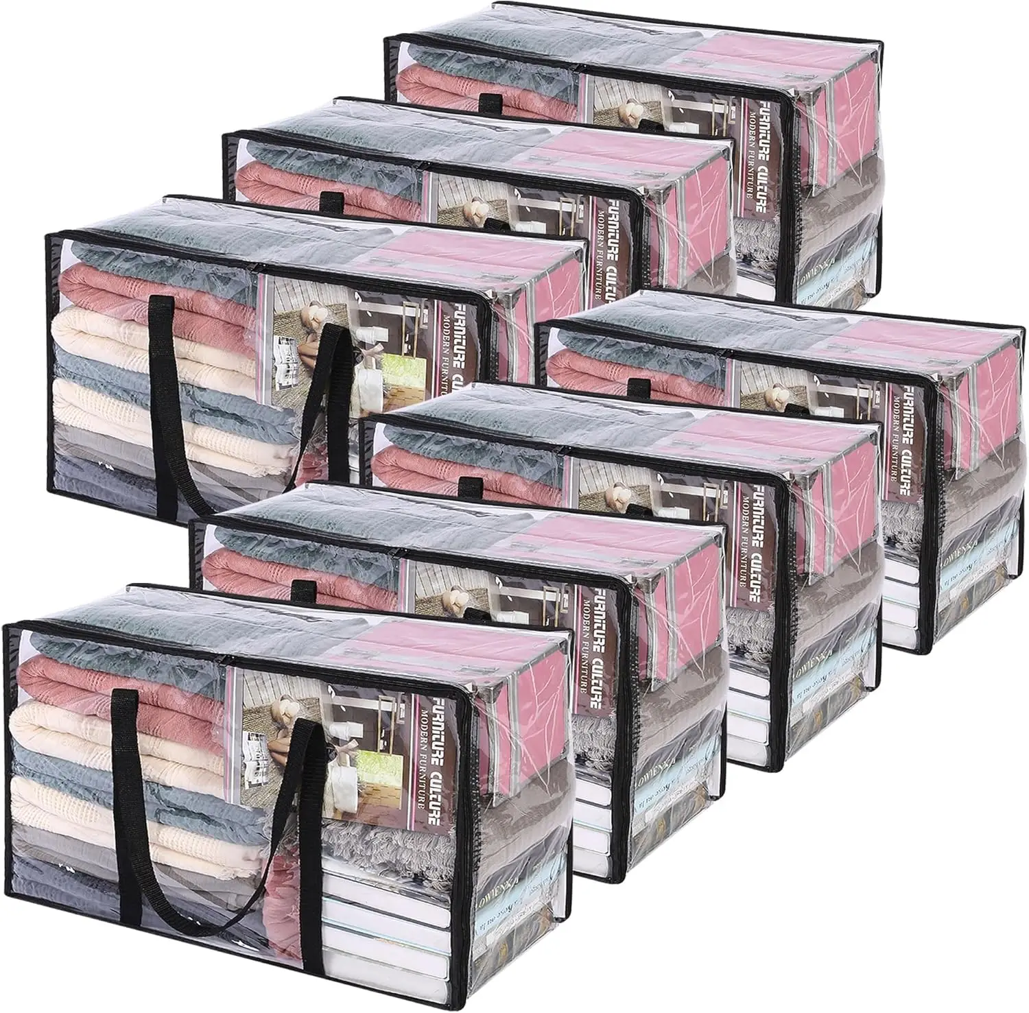 

Набор из 7 прозрачных мешков для хранения одеял, 60 л, органайзеры на молнии для шкафа, для одеял, постельного белья, пуховиков, игрушек