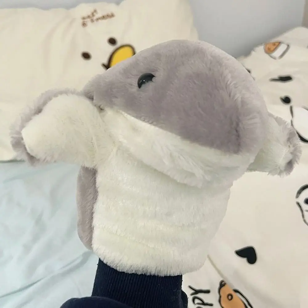 Soft Shark หุ่นมือการ์ตูนน่ารักสัตว์ทะเลของเล่นเพื่อการศึกษาเด็กน่ารักอะนิเมะตุ๊กตาถุงมือสําหรับเด็ก Interactive