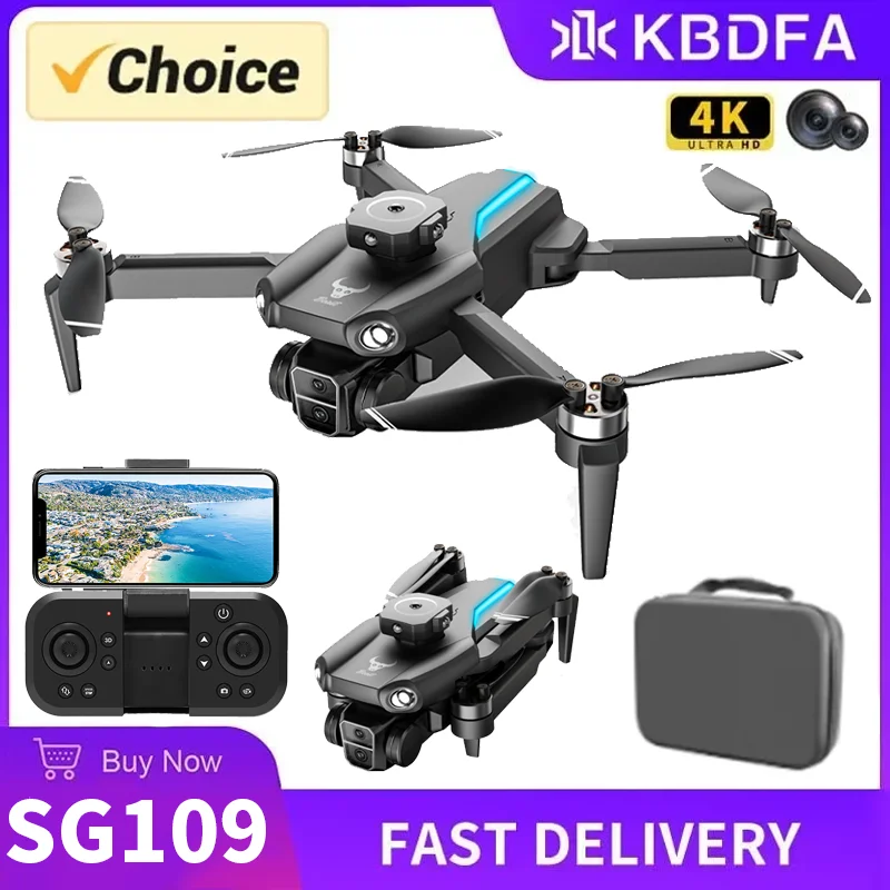 KBDFA SG109 프로 드론 – 장애물 회피 기능 탑재, 브러시리스 FPV RC 쿼드콥터, HD 카메라 장착 헬리콥터 장난감, 특별한 선물