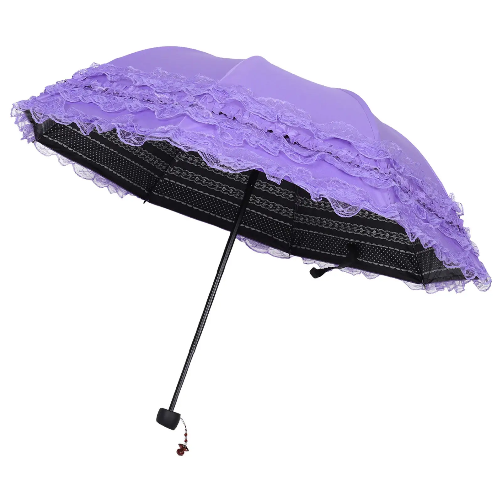 

37 Inch Vintage Lace Parasol Umbrella Princess Layered Uv Resistance Folding Sunshade Bridal Wedding Photography Prop