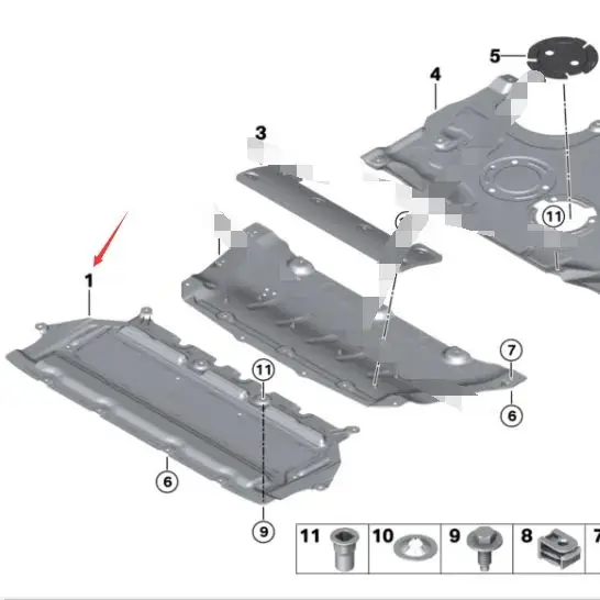 51757340168 Engine Under Cover Splash Radiator Support Splash Shield Engine Encapsulation Front