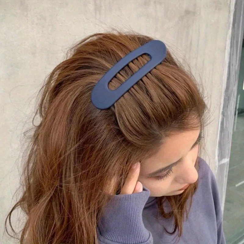 3 Pack of Random Color Elegant Matte Large Hair Clips, Suitable for Women - Polymer Non-Slip Toothed Hair Clip, Rectangular Desi