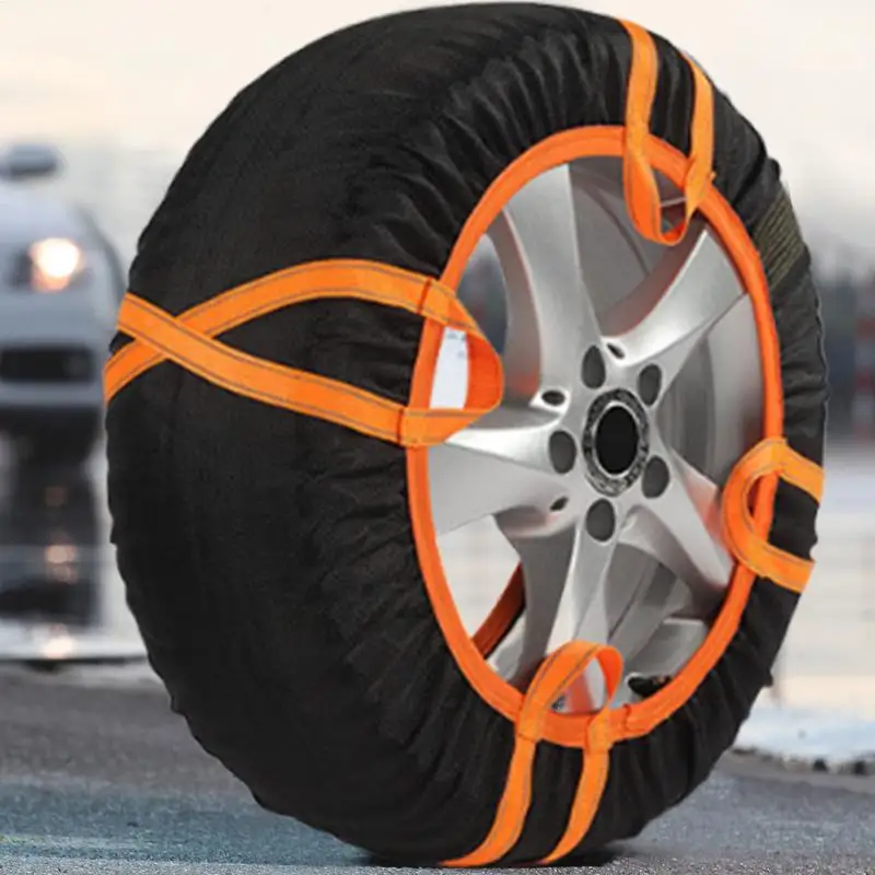 Car Snow Socks Chain Tire Anti-Slip Socks Cover Anti-Slip Tire Cover With Reflective Warning Strips For RV SUV Truck Small Car