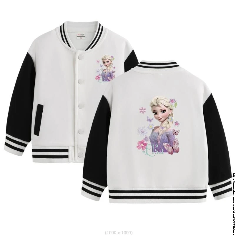 Spring Autumn Children ​Jacket  for 1-8yrs Boys Girls Frozen Elsa Cartoon Print Baseball Uniform Fashion Girl Boy Kid Coat