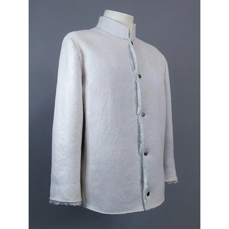 Natural Wool Winter Warm Sheep Skin Coat  Thickened Wool Liner  Genuine Leather Thermal Jacket  Pure Sheep Fur One Piece Coat