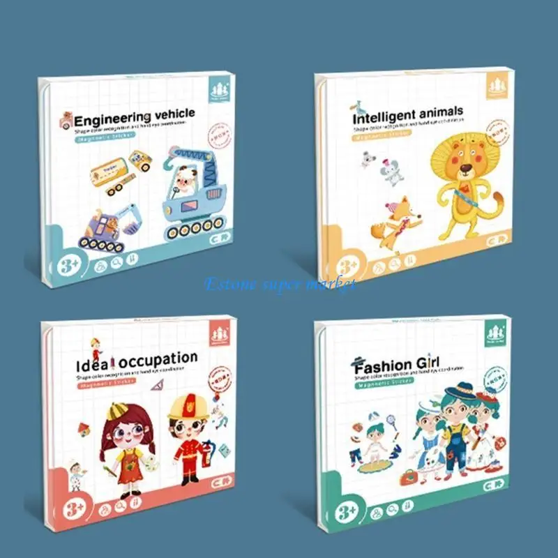 090B Holz Lernspielzeug Magnetische Puzzle Spiele Tiere Fahrzeug Zeichenbrett Staffelei für Kinder Kleinkind 3+