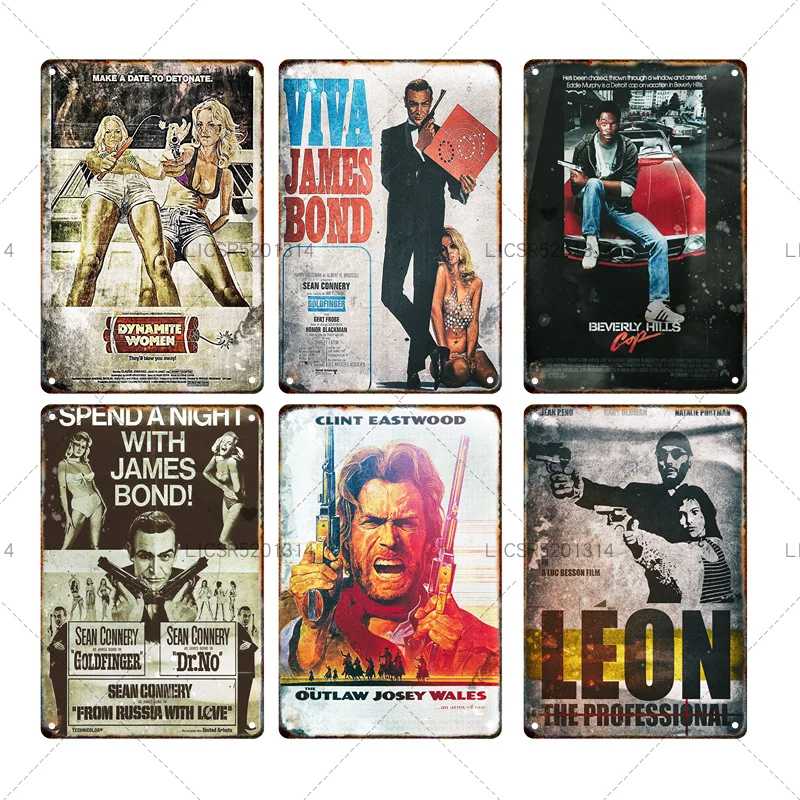 Vintage Classic Movie Tin Painting Metal Signs Suitable Bar Club Man Cave Theater Decoration Artistic Iron Painting Wall Decor