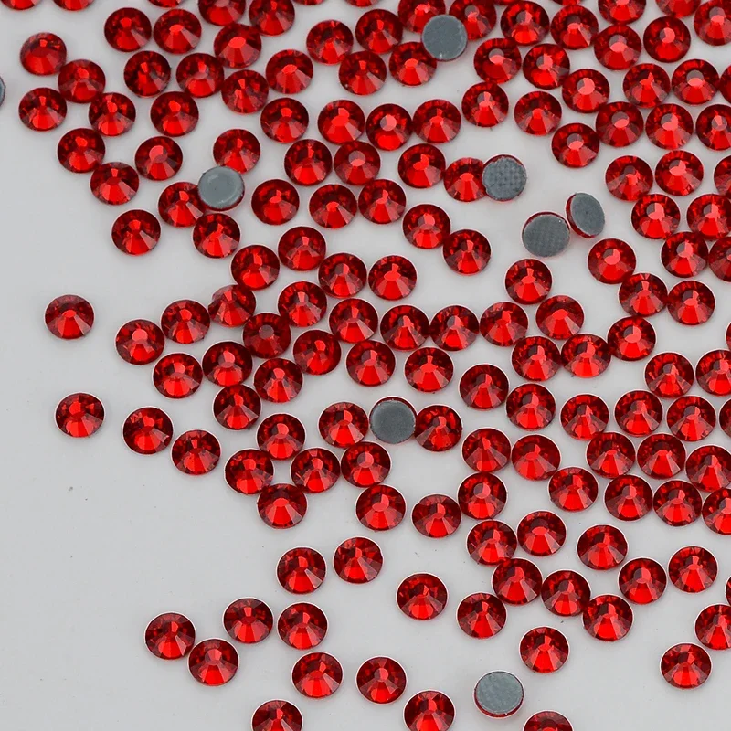 Red Siam Flat Back HotFix Rhinestones Glass Hot Fix Crystals Rhinestones For Clothing Bags Shoes SS20