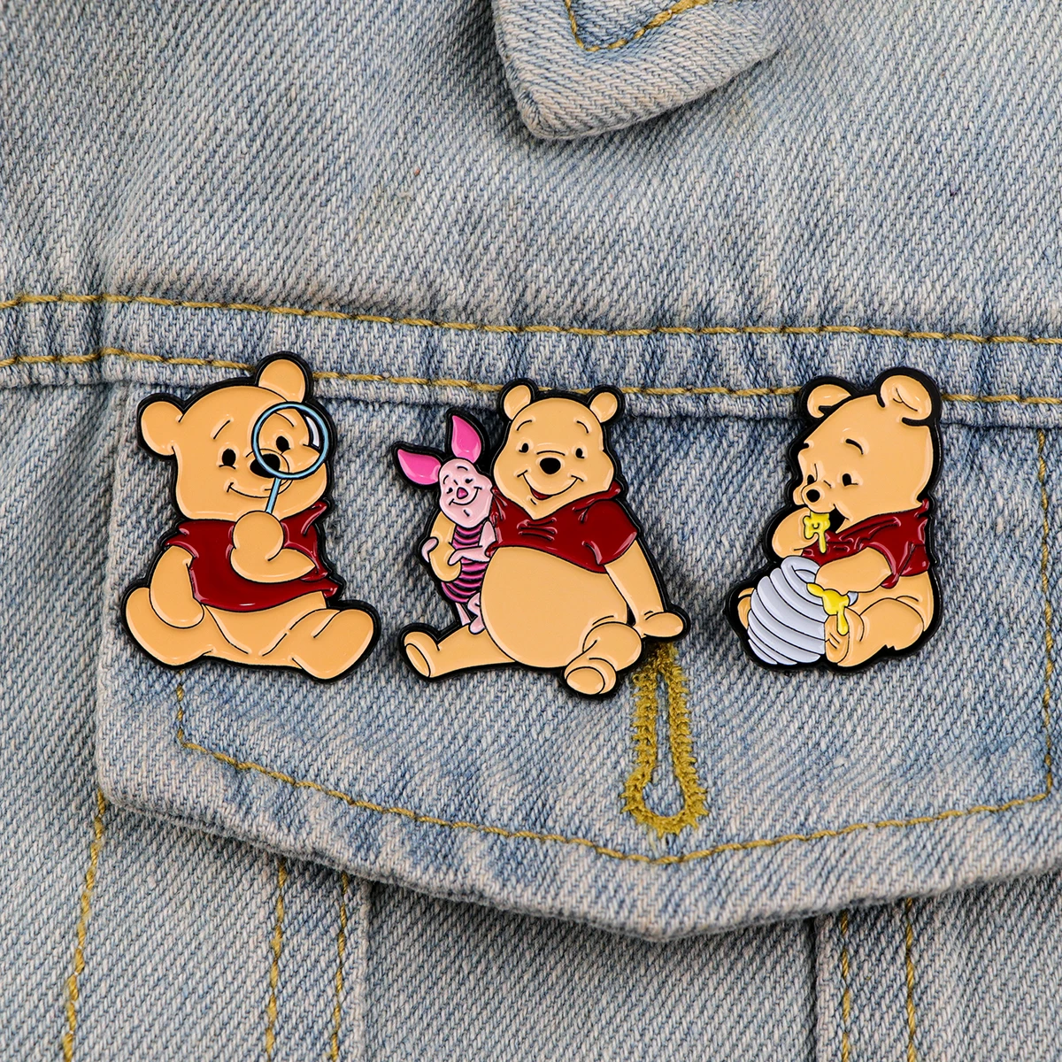 Kawaii Yellow Bear Jewelry Pins for Backpacks Lapel Enamel Pins and Brooches Badge Bags Backpack Decoration Friend Kid for Gifts