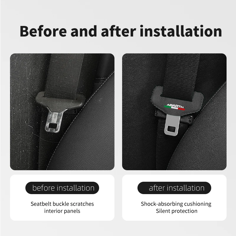 2pcs Suede Car Seat Belt Buckle Cover Soft Anti Drop Protector For Abarth 595 695 500 124 Spider 4S Panda 5CC TC view 2