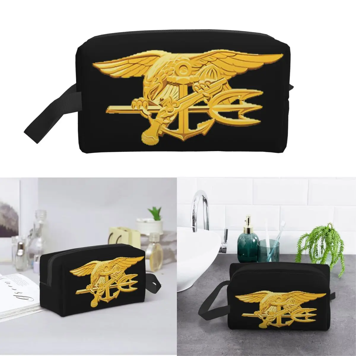 Navy Seals Badge Makeup Bag Cosmetic Organizer Storage Dopp Kit Toiletry Cosmetic Bag for Women Beauty Travel