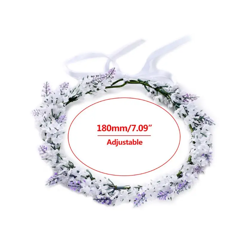 Boho Simulated Flower Hair Lavender Floral Hair Band for Wedding