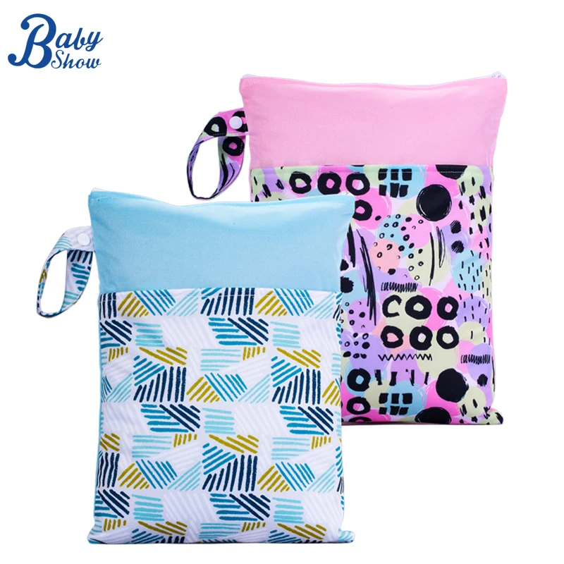 Nat Droog Tas Splice Voor Baby Doek Luier Waterdicht Dubbele Zakken Baby Kinderwagen Reizen Kleine Size Rits Snap Overhandigen Zak