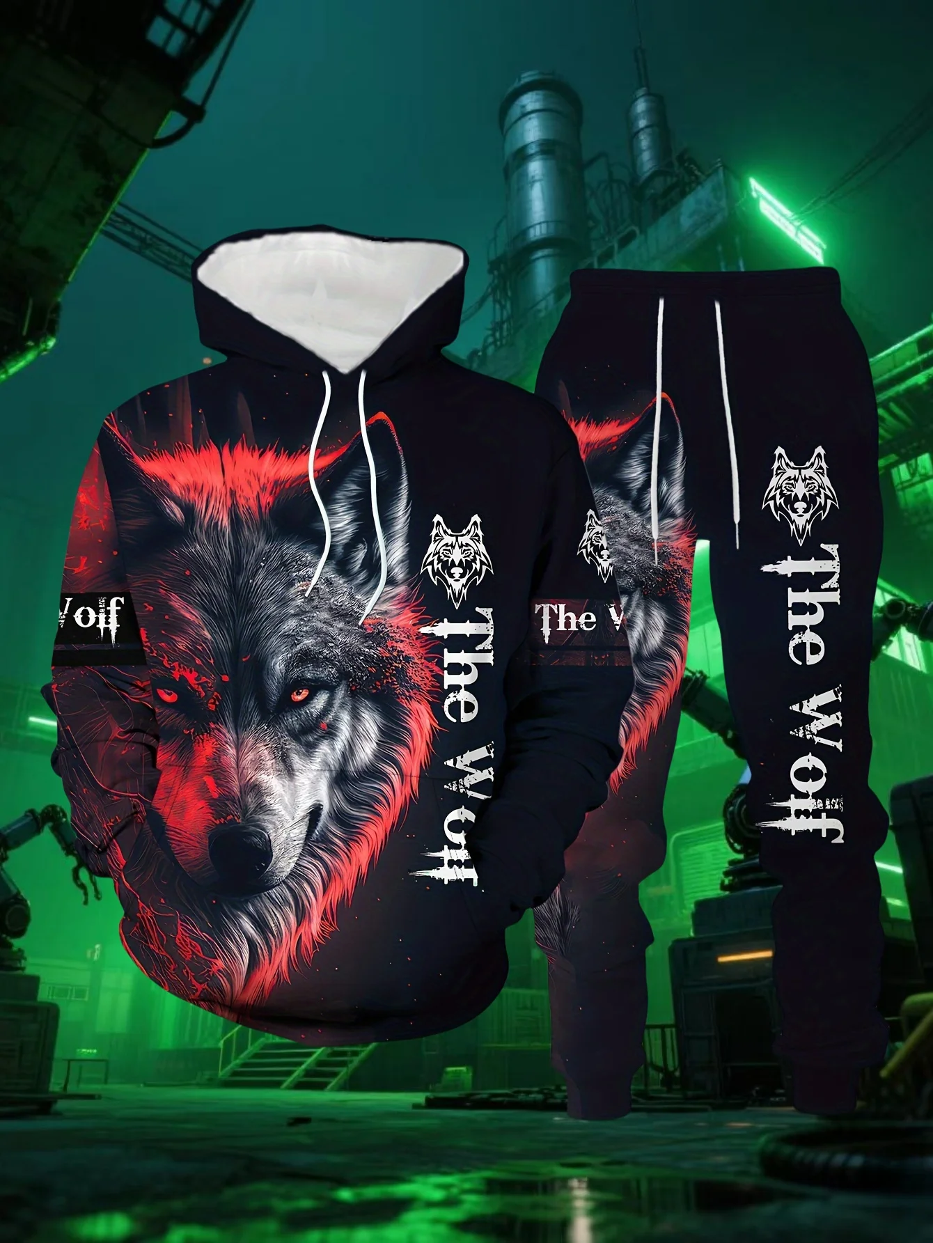 

Spring Autumn 3D Animal War Wolf Printed Men's Hooded Sweater Set Male Sportswear Tracksuit Long Sleeve Men Clothing Suit