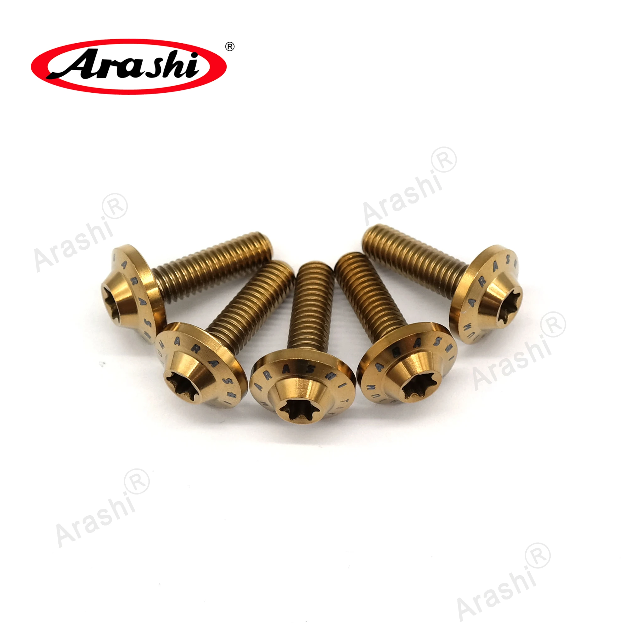 Arashi Mounting Bolts M6x20mm Motorcycle Brake Disc Rotor Titanium Screw Bolt Cylindrical Head Torx Drive For KAWASKI YAMAHA