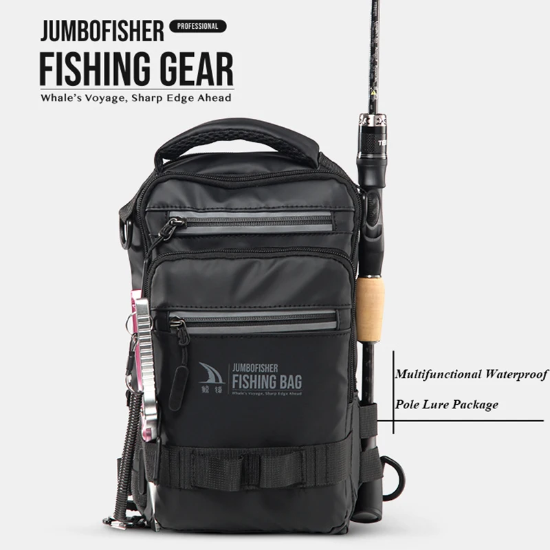 Fishing Lure Backpack Fishing Tackle Box High-Capacity Fly Fishing Backpack Waterproof with Rod Holder Sling Shoulder Bag