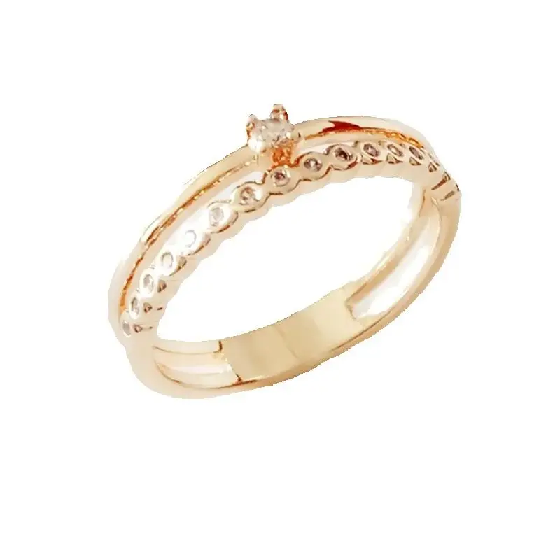 Hot Selling 585 Rose Gold Color Ring Jewelry Accessories Romantic New Fashion White Cubic Zircon Women Rings