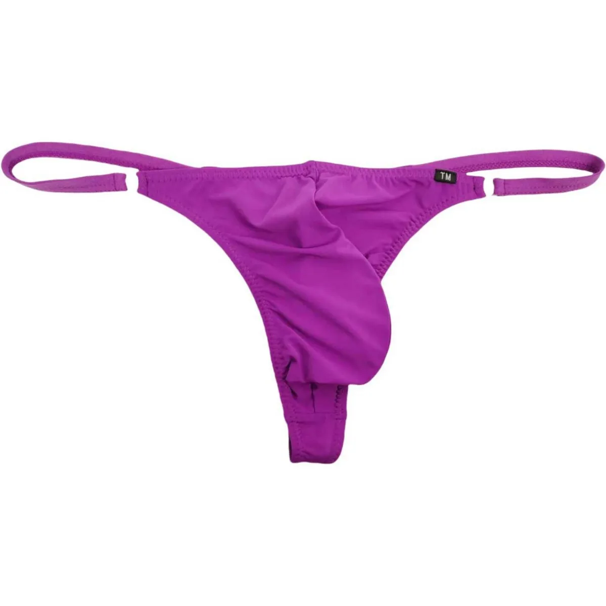 Men's Ice Silk G-String Thong Low Waist Detachable Plastic Ring Thin Strap U-Pouch Breathable Underwear