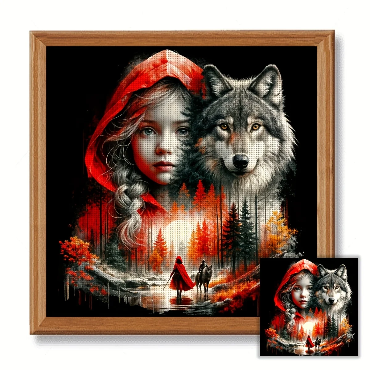 1 Set of 40x40cm-15.7x15.7-Inch 50x50cm-19.7x19.7-Inch, 11CT/14CT Printed Fabric Cross Stitch DIY Kit, Large Size, Gift Set