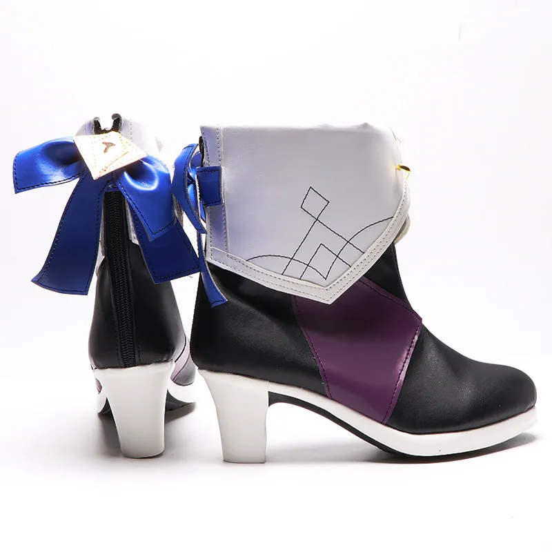 Anime Honkai：Star Rail‌ Herta Cosplay Shoes Black High Heels Short PU Leather Boots For Halloween Carnival