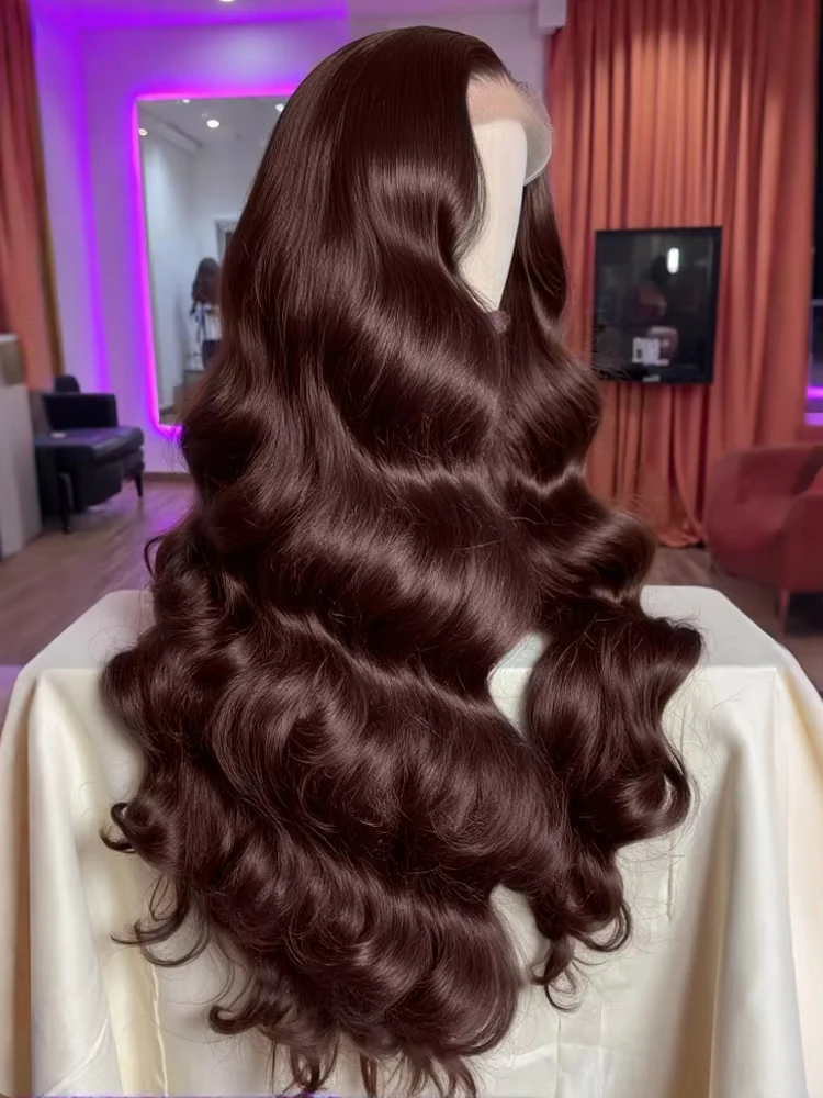 30 بوصة 13x4 HD الدانتيل الشفاف الباروكات الأمامية الشوكولاته براون الجسم موجة 200 الكثافة 100% البرازيلي خصلات الشعر المستعار الإنسان للنساء