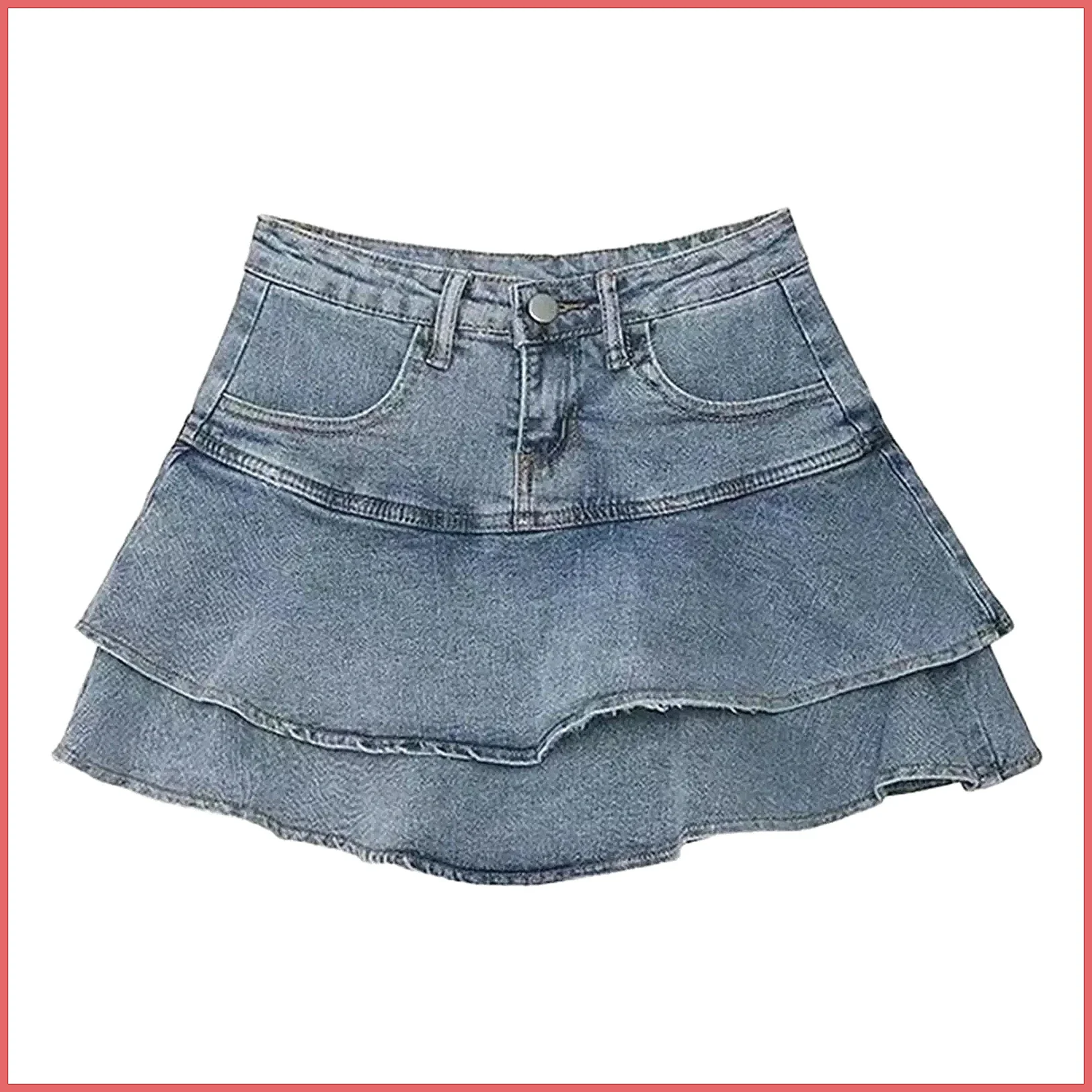 Spicy Cowgirl Skirt Women's High Waist A-Line Wrap Skirt with Ruffle Hem & Inner Shorts