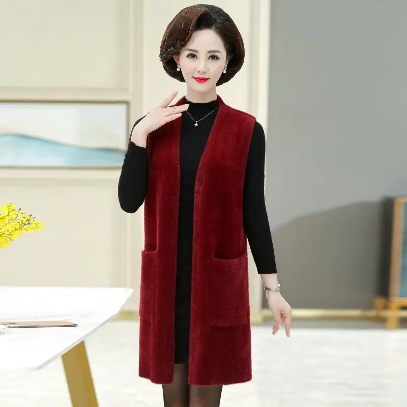 

Elegant Wear New Women's Slim Fit High-End Waistcoat Knit Vest V-Neck Solid Color Open Stitch Sleeveless Fashion Coat Trend T629