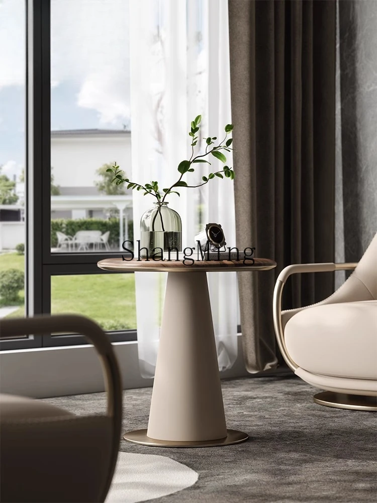 

CL corner several large flat living room sofa light luxury round solid wood small round table mobile coffee table
