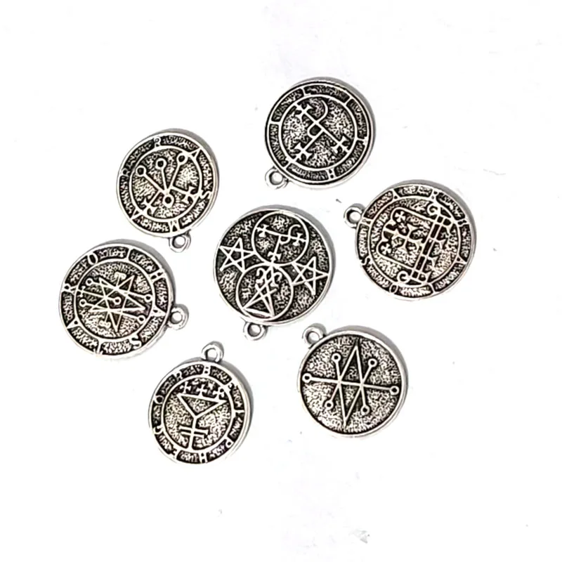 10pcs Staves Luciferian Satanic Amulet Talisma Lucifer Lilith Seal Pendant Charm for DIY Accessories