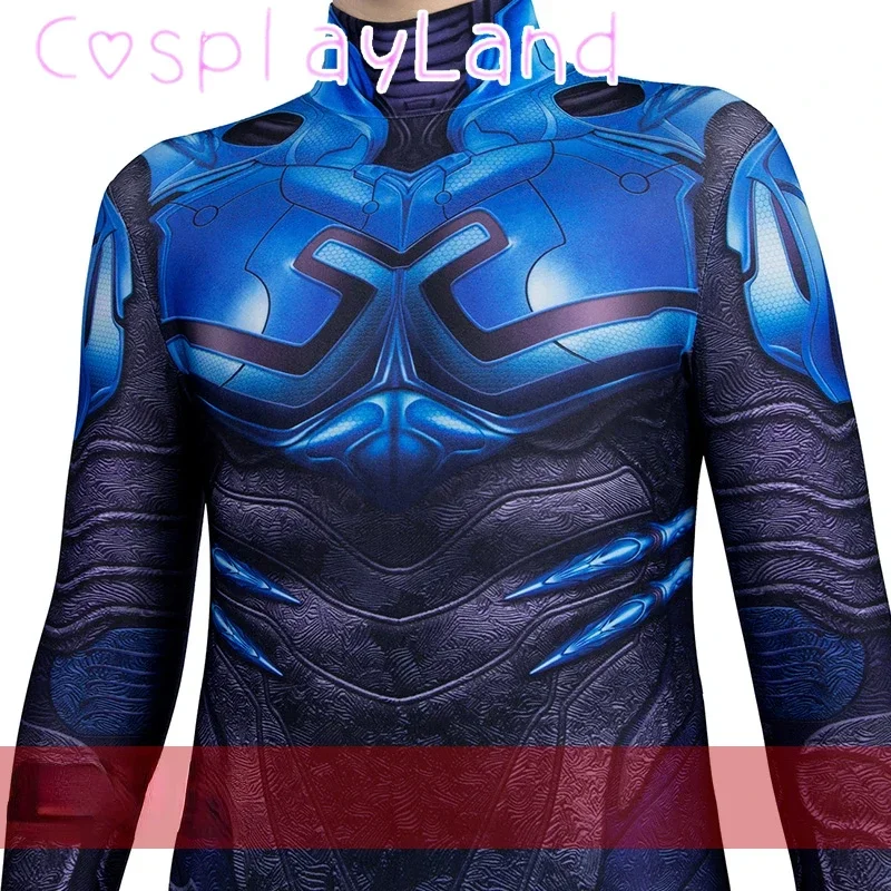 Blue Beetle Costume Cosplay stampa Zentai supereroe Roleplay tuta maschera Halloween carnevale vestito travestimento spettacolo