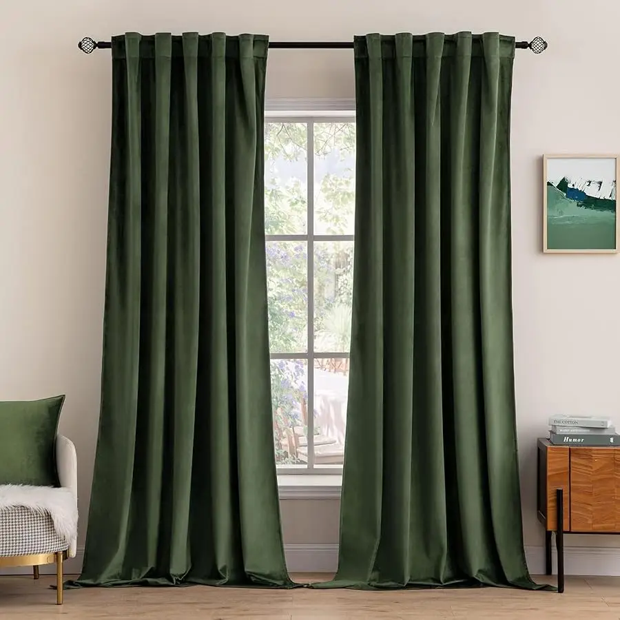 

el et Curtains 84 inches 2 Panels - Luxury Blackout Curtains for Bedroom Li ing Room Thermal Insulated Super Soft Window Drapes