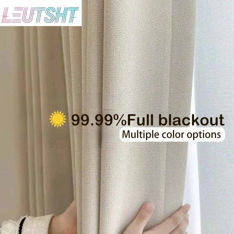 Thickened Cotton Linen Blackout Curtains for Bedroom Dining Luxury Modern Customized Thermal Insulation Window Tulle