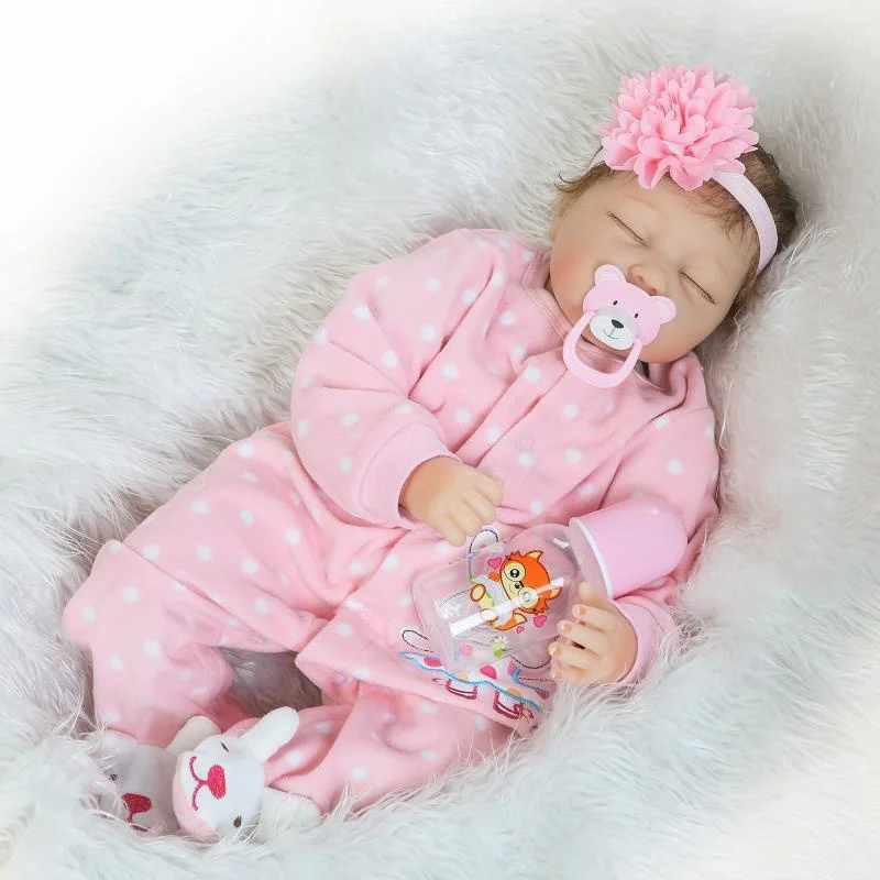 

Reborn Baby Doll 55cm Realistic Reborn Baby Doll Soft Silicone Reborn Doll Sleeping Newborn Doll Toy Birthday XMAS Gifts