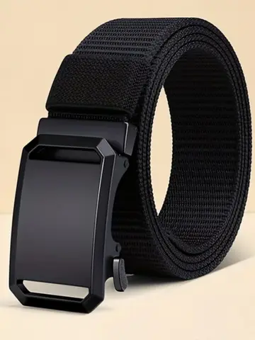 New Automatic Buckle Belt, Canvas Tactical Workwear Casual Outdoor Military Training Pants Belt For Men
