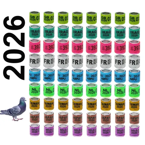 100 Pcs2026 Aluminum Plastic Pigeon Foot Ring With Number Letter Bird Leg Sign Rings Fly Race Identification Circle