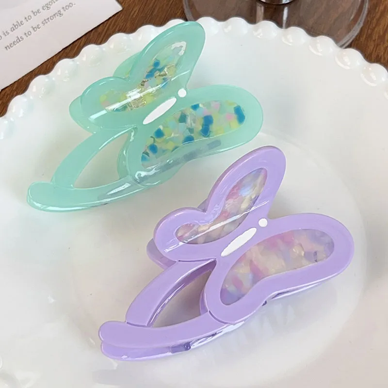 Romantic Spring New Design 9.8cm Butterfly Hair Clip Fashion Temperament Hollow Acetate Large Shark Clip Hair Accessories