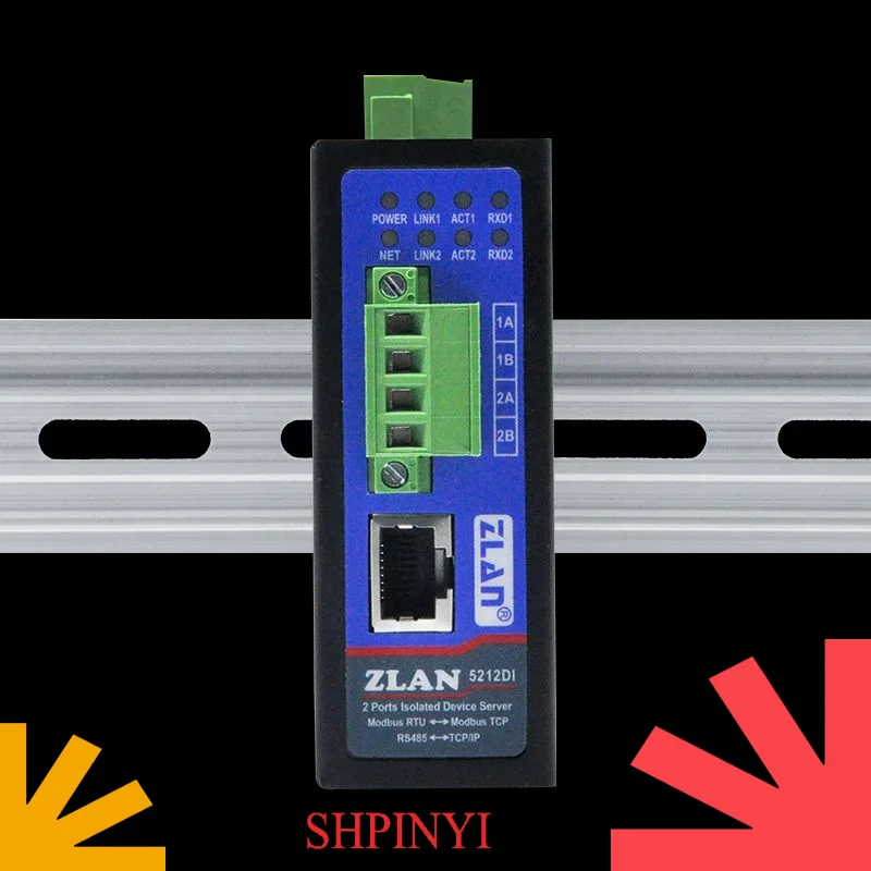 ZLAN 5212DI RS485 isolated to Ethernet MQTT gateway Two RS485 to Modbus RTU TCP serial server