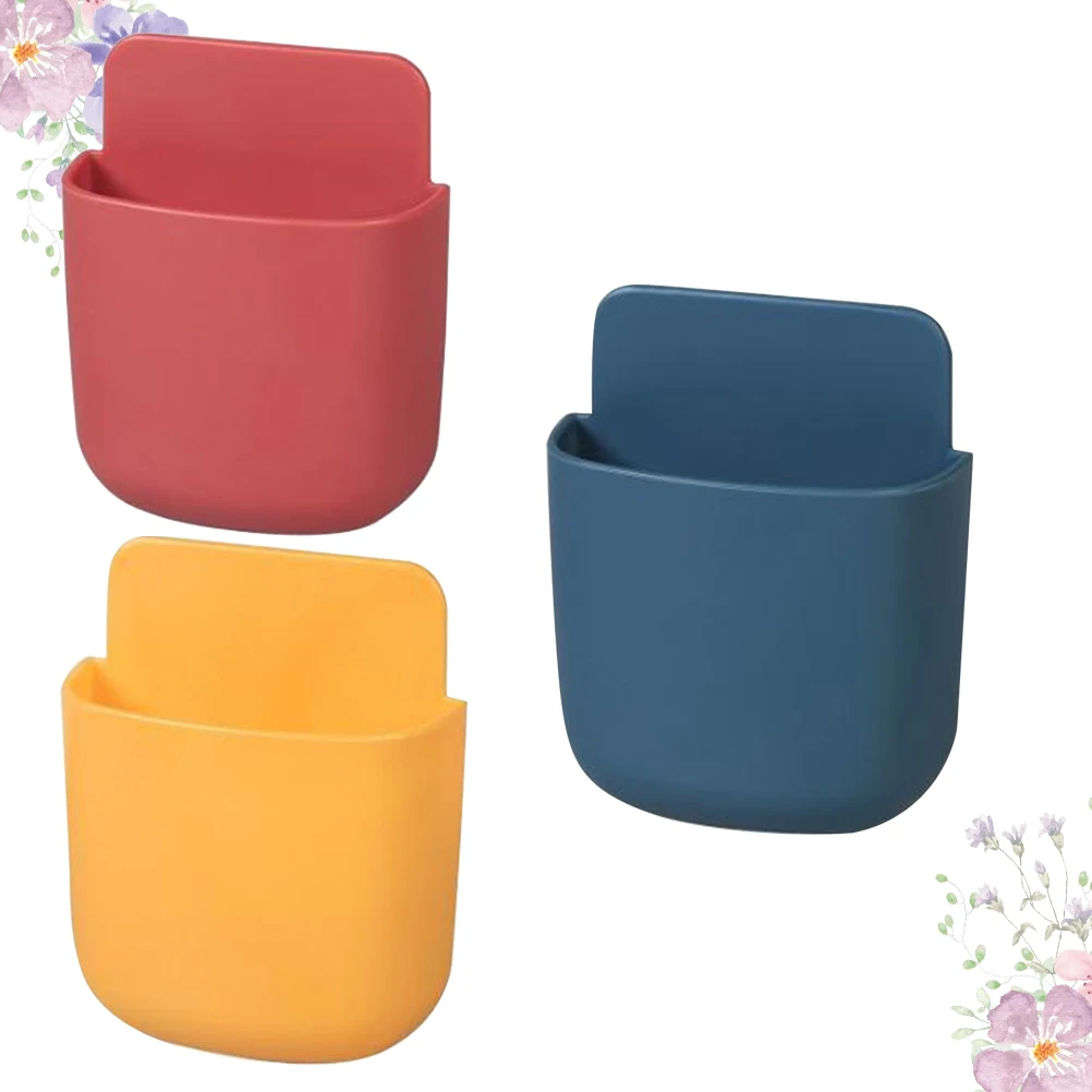 3pcs Wall Mounted Storage Box Cell Phone Charging Rack Organizer Hanging Wall Mount Container for Home Office Bedroom