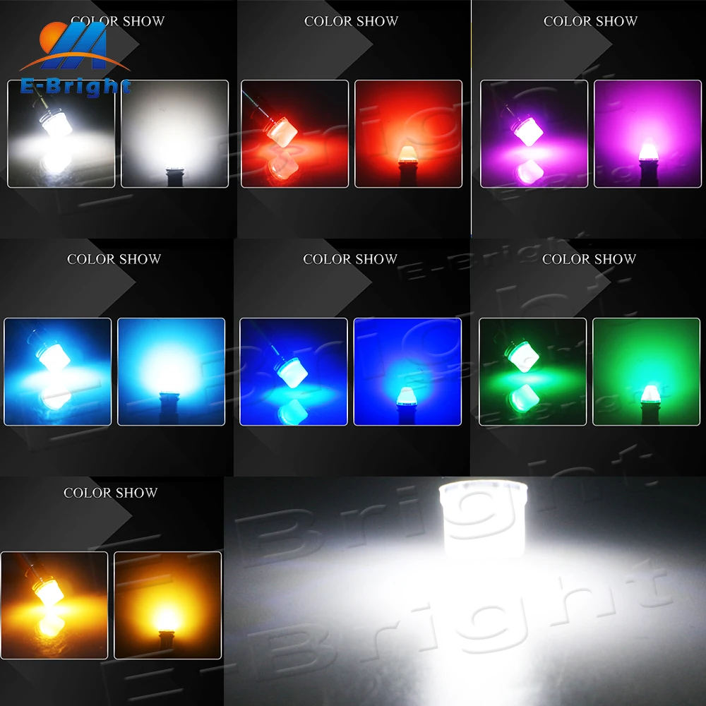 10pcs BA9S GE44 47 756 1895 2SMD DC 6V 6.3V 12V LED Pinball Toy Car Roof Mirror Light White Blue Red Green Amber Pink Warm White