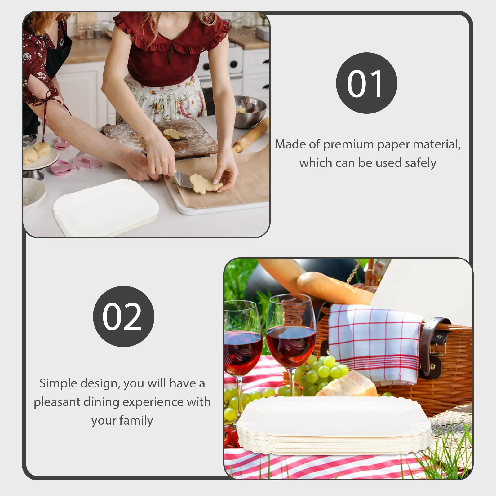 100Pcs Safe Healthy Disposable Dessert Plates Cake Serving Trays Lightweight Compact Party Paper Tray Formal Event Tableware