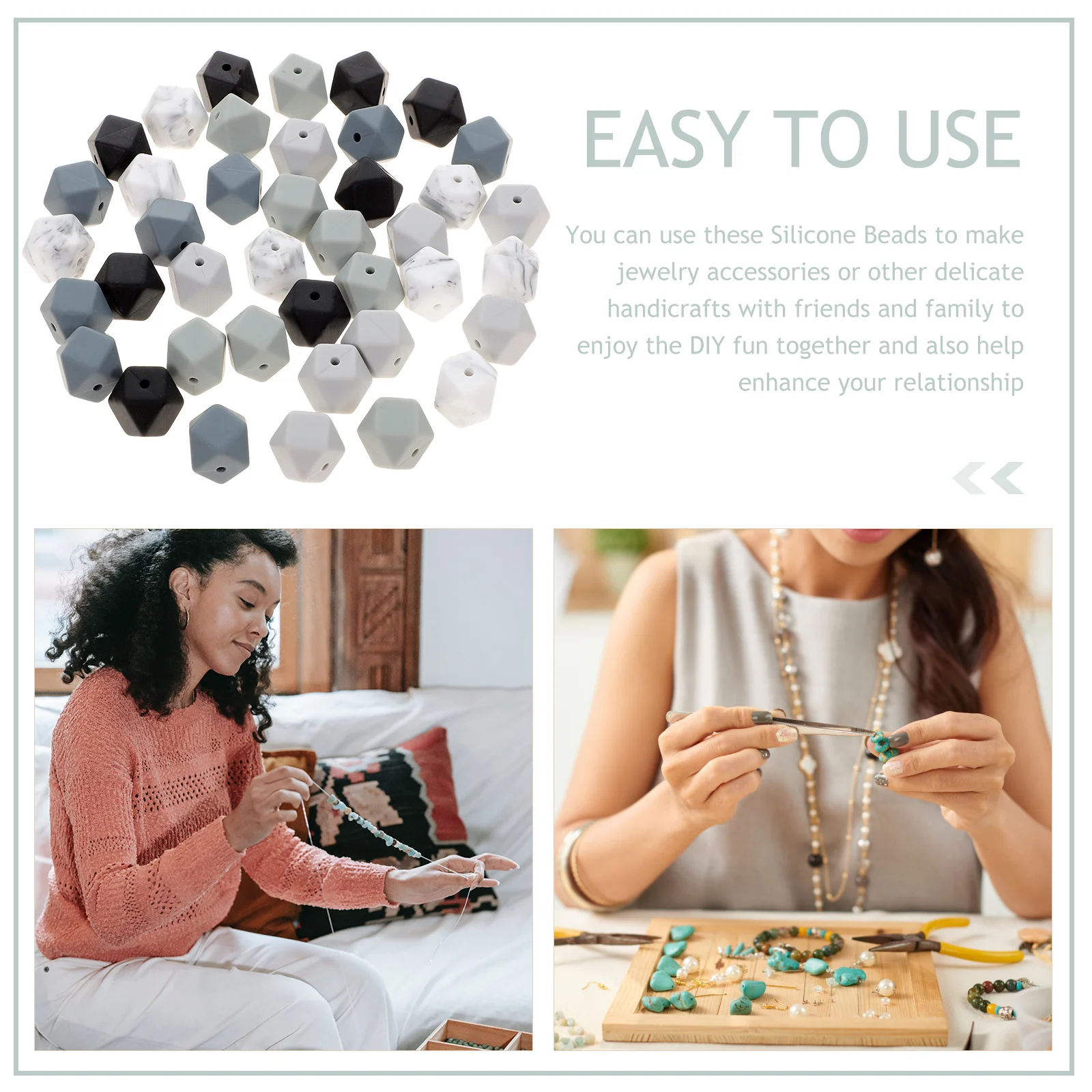 

40 шт. силиконовые бусины для изготовления браслетов «сделай сам», шестигранные свободные бусины для рукоделия, оптом, высокое качество, гладкие, эластичные, стабильные выцветания